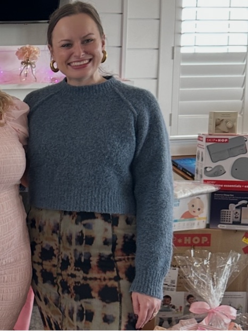Zara Cropped Crewneck Sweater in Slate Blue